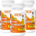 DEVA Organic Vegan Vitamins Flax Seed Oil - Rich in Omega-3, Cold-Pressed & Unrefined - 90 Capsules (Pack of 3)