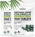 Premium Organic CHLORELLA/SPIRULINA 1000 Tablets (50/50) Kosher, Vegan - Green Algae Superfood, Cracked Cell Wall, Chlorophyl, High in Protein & Iron, no institutions, or fillers 8.75 Oz (2 Pack)