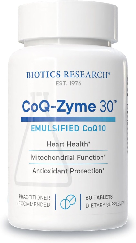 Biotics Research CoQZyme 30 Milligram του γαλακτωματοποιημένου συνένζυμου Q10 CoQ10, Προμήθειες Superoxide dismutase και καταλάση, Δύο σημαντικά αντιοξειδωτικά 60 Tabs