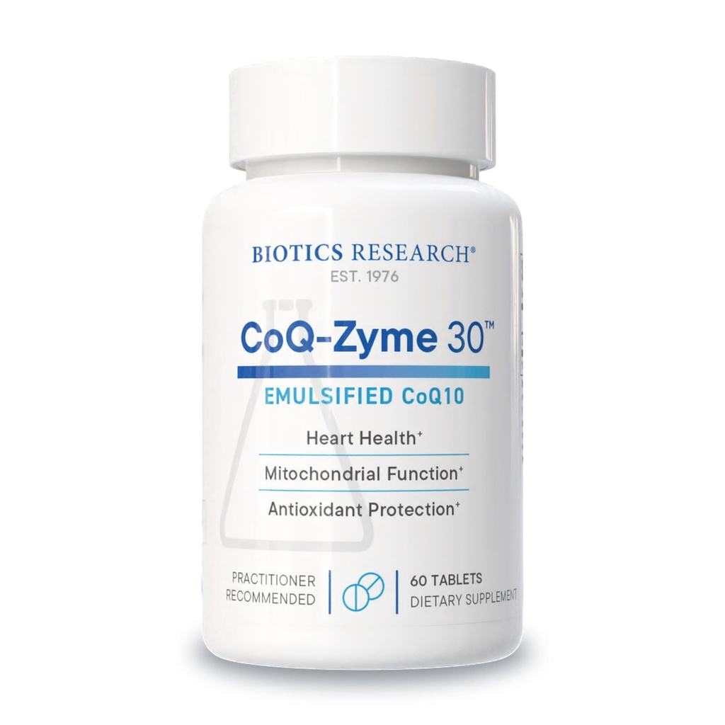 Biotics Research CoQZyme 30 Milligram του γαλακτωματοποιημένου συνένζυμου Q10 CoQ10, Προμήθειες Superoxide dismutase και καταλάση, Δύο σημαντικά αντιοξειδωτικά 60 Tabs