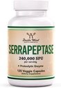 Serrapeptase 240.000 SPU Max Potency (120 κάψουλες Veggie) Proteolytic Enzyme for Sinus, αναπνευστική και κοινή υγεία (Non-GMO, Gluten Free, Vegetarian Safe) by Double Wood