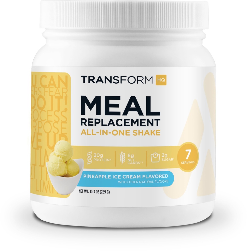 TransformHQ Meal Replacement Shake Powder (Pineapple Ice Cream) 7 Servings | Gluten-Free, GMO-Free