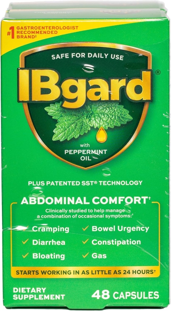 IBgard Gut Health Supplement, κάψουλες ελαίου μέντας για κοιλιακή άνεση, 96 κάψουλες
