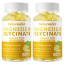 Γλυκινικό μαγνήσιο Gummies 1000mg - Συμπλήρωμα μαγνησίου χωρίς ζάχαρη με βιταμίνη D, B6, CoQ10 για υποστήριξη ηρεμίας & ύπνου - 120 ανανά Gummies -2 Pack