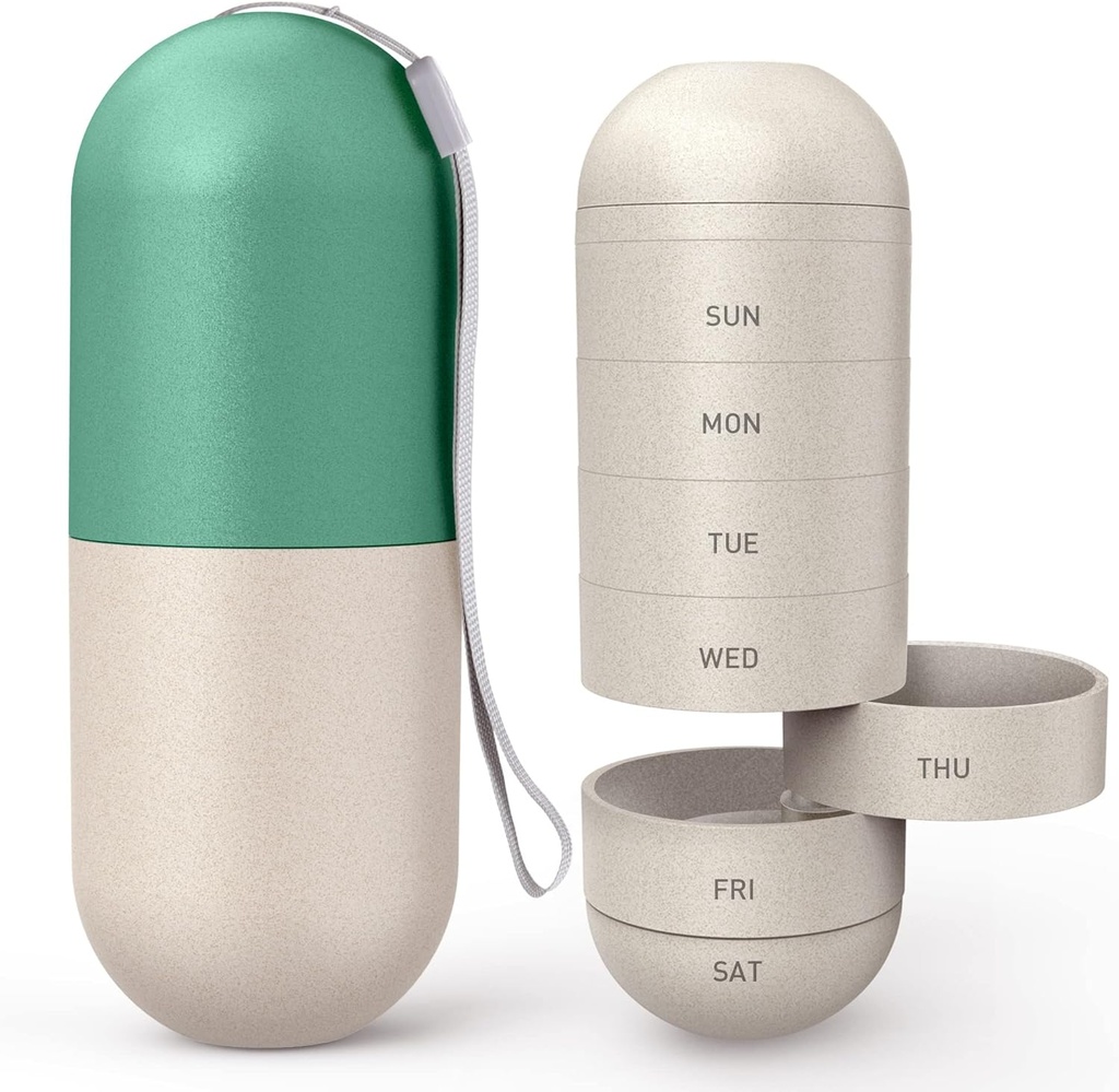 Zannaki Αναβάθμιση Μεγάλο Διαμέρισμα Ίνες Υγρασία Απόδειξη Χαριτωμένο Εβδομαδιαία Διοργανωτής Χάπια, Laser Γλυπτά Σημάδια, BPA Δωρεάν Ταξίδι Πεζοπορία 7 Day Pill Box Υπόθεση να Hold χάπια, Vitamins, Fish Oil, Συμπληρωματικά