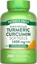 Nature's Truth Turmeric Curcumin Complex Supplement | with Black Pepper Extract, Ginger & Astragalus | 200 Rapid Release Softgels | Non-GMO and Gluten Free