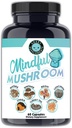 Angry Supplements Mindful Mushrooms Capsules - 7in1 Premium Health Shroom Blend of Maitake, Shiitake, Reishi, Turkey Tail, Cordyceps, Lions Mane and Chaga Mushrooms (60ct)