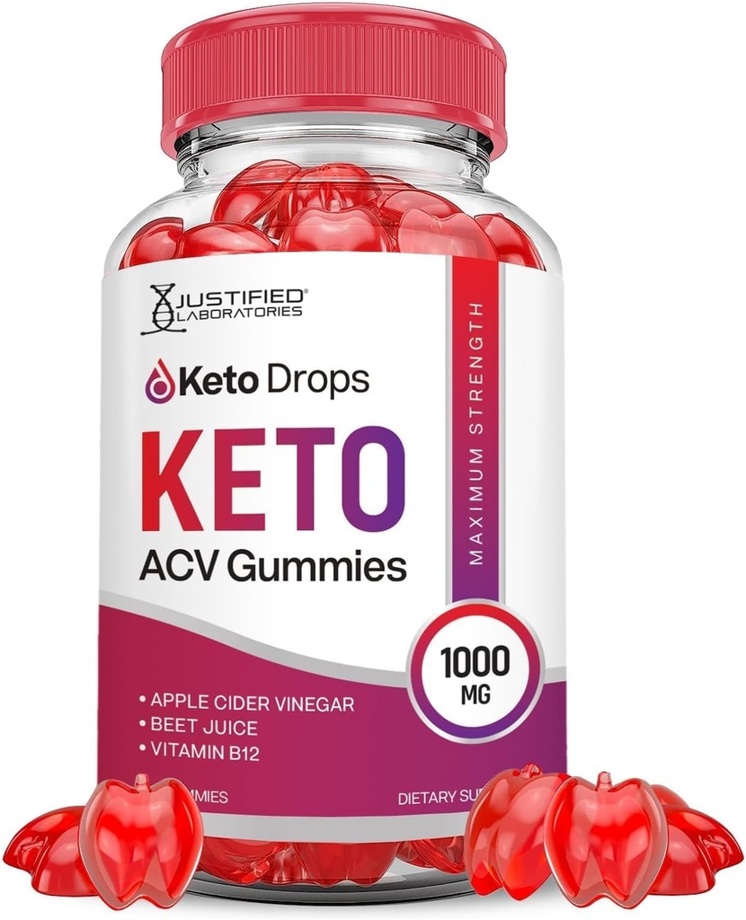 Justified Laboratories Keto Drops Keto ACV Gummies Advanced Formula 1000MG Keto Drops Keto Gummies Apple Cider Vinegar Formulated with Ρόδι με σκόνη χυμού τεύτλων B12 Vegan Non GMO 60 Gummys