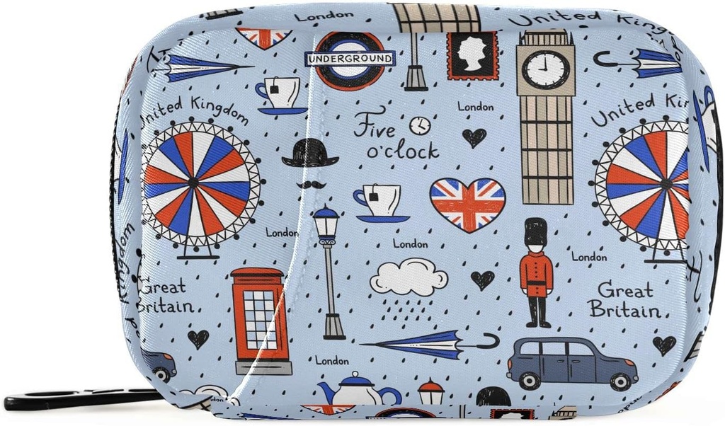 London Retro Print Pill Box 7 Day Pill Case Travel Pill Organizer Bag με Zipper Φορητή Εβδομαδιαία Σακούλα Συμπληρώματος Βιταμίνης