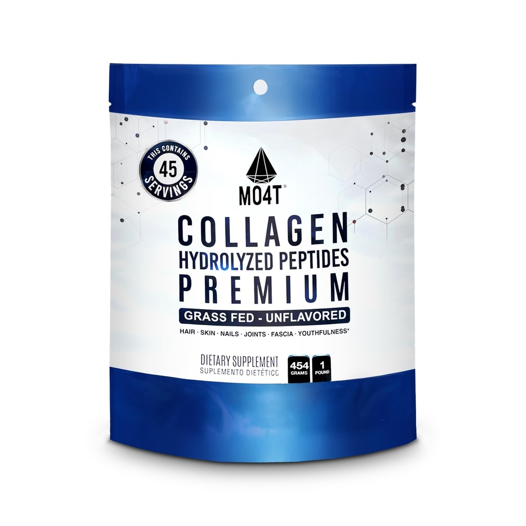 MO4T Collagen Peptides- Collagen Powder- Hydrolyzed Collagen- Grass feed - Colageno Hidrolizado - Unflavored Collagen (1 λίρα)