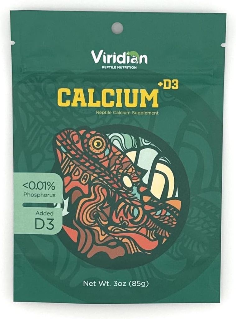 Viridian Reptile - συμπλήρωμα ασβεστίου ερπετών με D3 (3, ουγγιά)