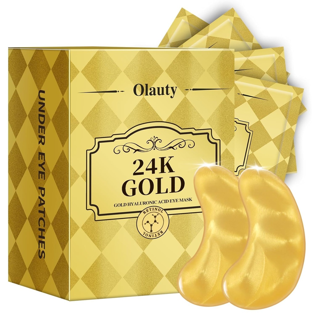 30 Pairs 24K Gold Eye Mask, Eye Patches για Puffy Eyes και Σκοτεινούς Κύκλους, Under Eye Mask Patches Skincare, για γυναίκες άνδρες