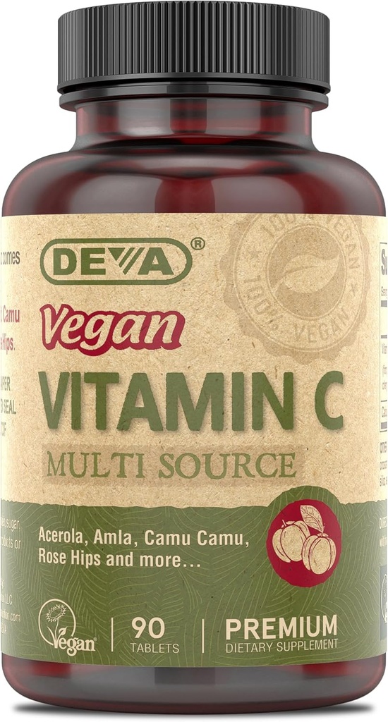DEVA Vegan Βιταμίνες - Vegan Food Based Premium Vitamin C - Multisource - Μη ΓΤΟ - 90 δισκία