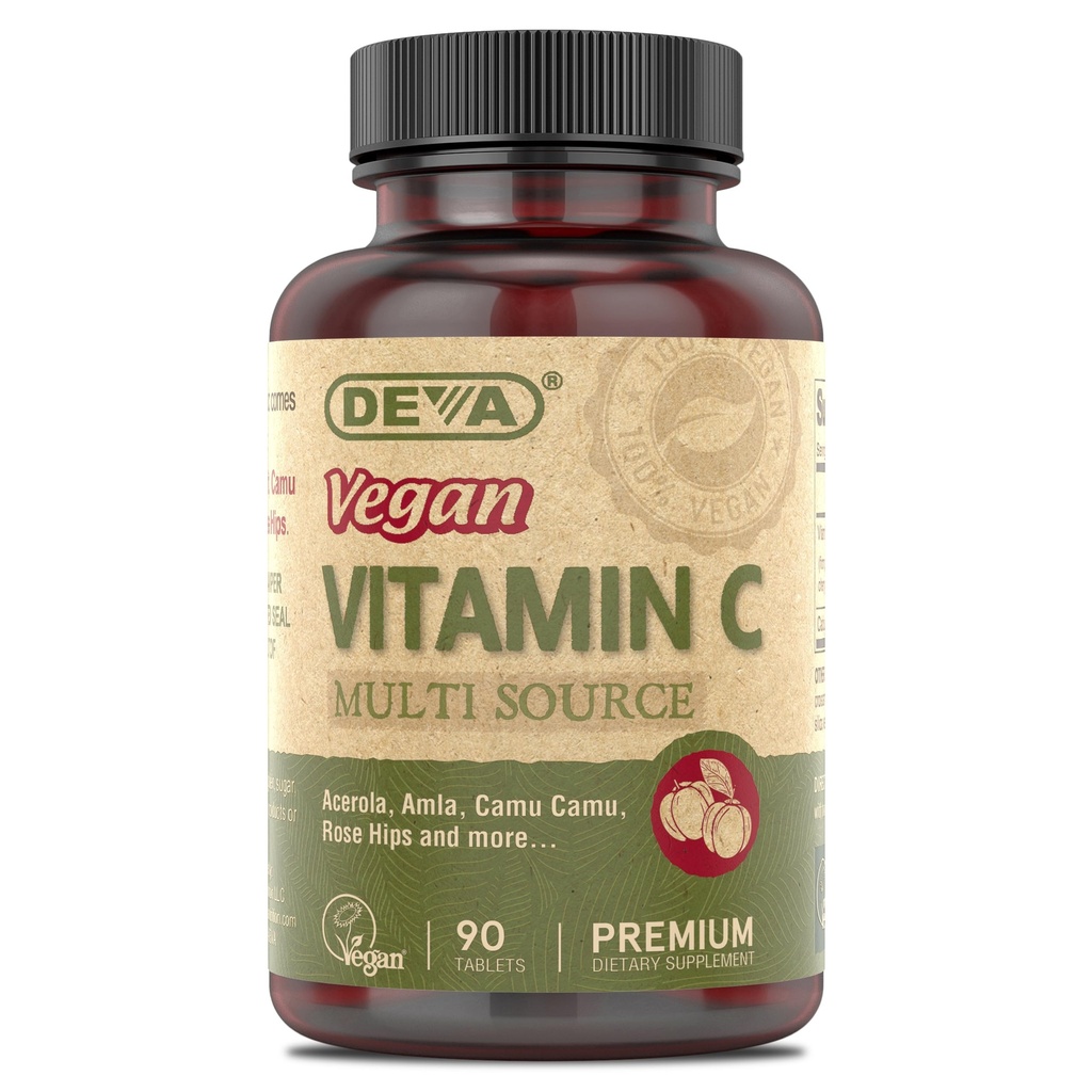 DEVA Vegan Vitamins - Vegan Food Based Premium Vitamin C - Multisource - Non-GMO - 90 Tablets
