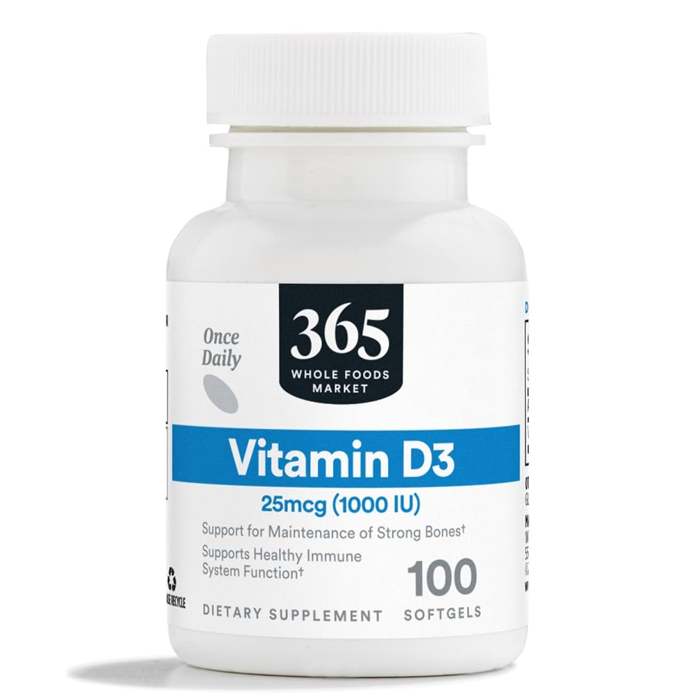 365 από το Whole Foods Market, Vitamin D3 Softgels, 1000 IU, 100 CT