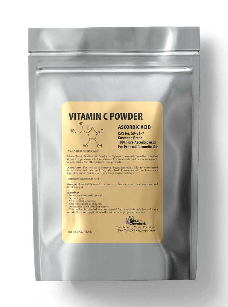 Pure Vitamin C Powder Organic (8 Oz / 226 g) Ascorbic Acid Powder Cosmetic-Grade Antioxidant Ingredient for Skin DIY Skin Care