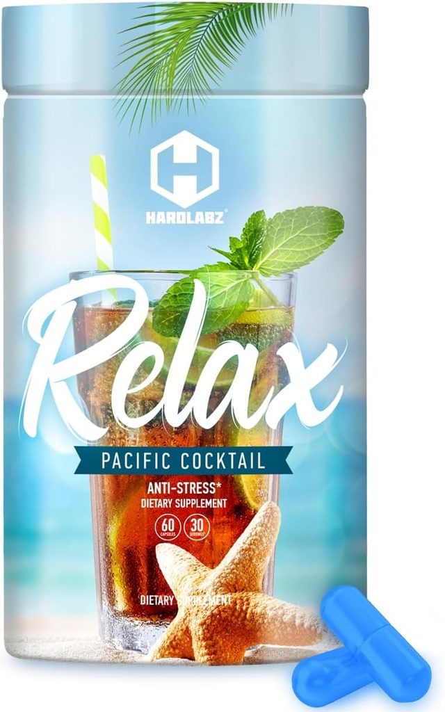 HARDLABZ Relax - All-Natural Stress Relief, Sleep Support, Mood Enhancement Herbal Supplement with Ivan Tea, Valerian, Ginseng, Lavender, Lemon Balm, Motherwort, 60 Capsules
