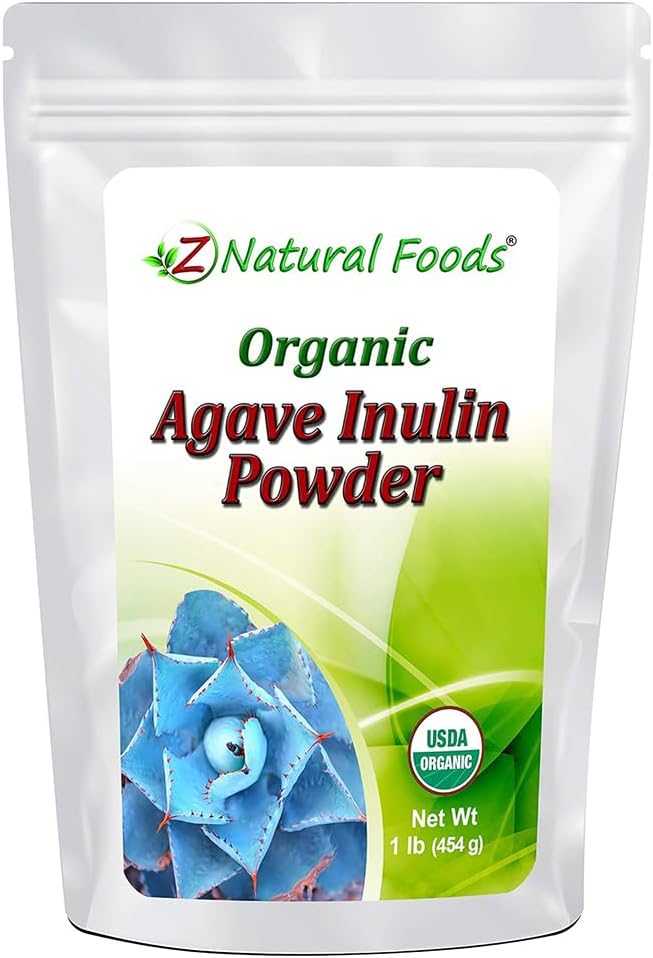Z Natural Foods Βιολογικά Agave Inulin σκόνη, Φυσικές Ίνες συμπλήρωμα, Prebiotic Superfood σκόνη για ποτά, smoothies, και Συνταγές, Ακατέργαστο, μη-GMO, Vegan, Gluten-free, Kosher, 1 lb