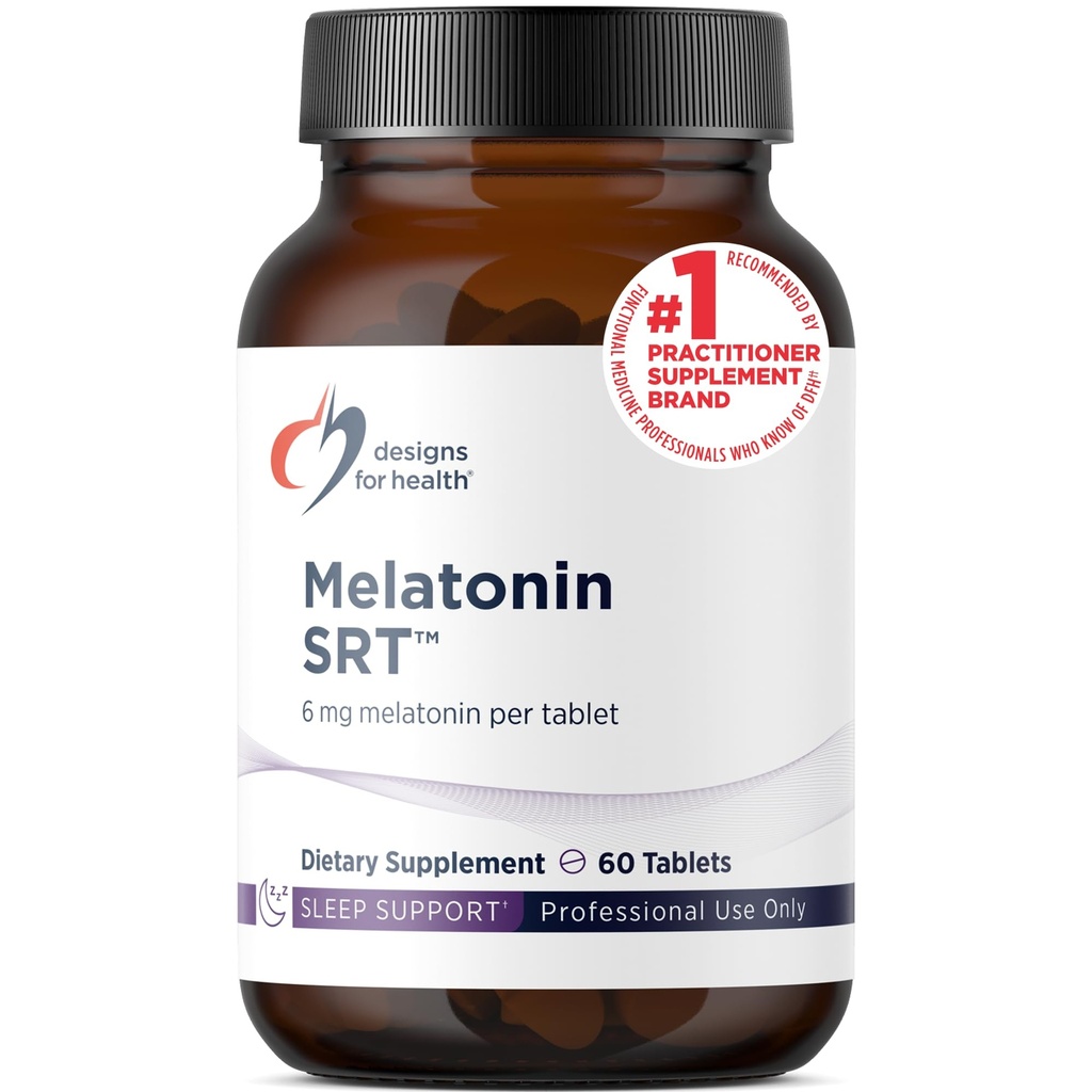 Designs for Health Time Release Μελατονίνη SRT - Συμπλήρωμα μελατονίνης για Ύπνο - Συμπλήρωμα ύπνου για Ενήλικες, 6mg ανά δισκίο - Vegan + Μη- ΓΤΟ (60 δισκία)