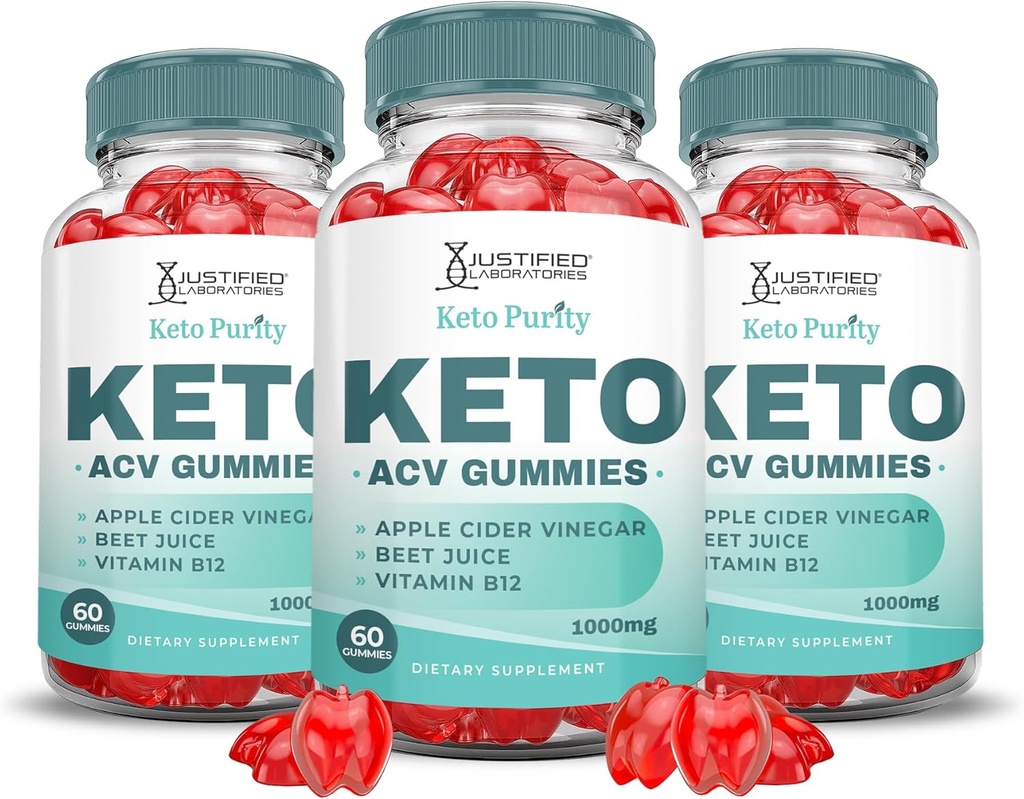 (3 Pack) Keto Purity Keto ACV Gummies Advanced Formula 1000MG Keto Puritry Keto Gummies Apple Cider Vinegar Formulated with Romegranate Beet Buice Powder B12 Vegan Non GMO 180 Gummys