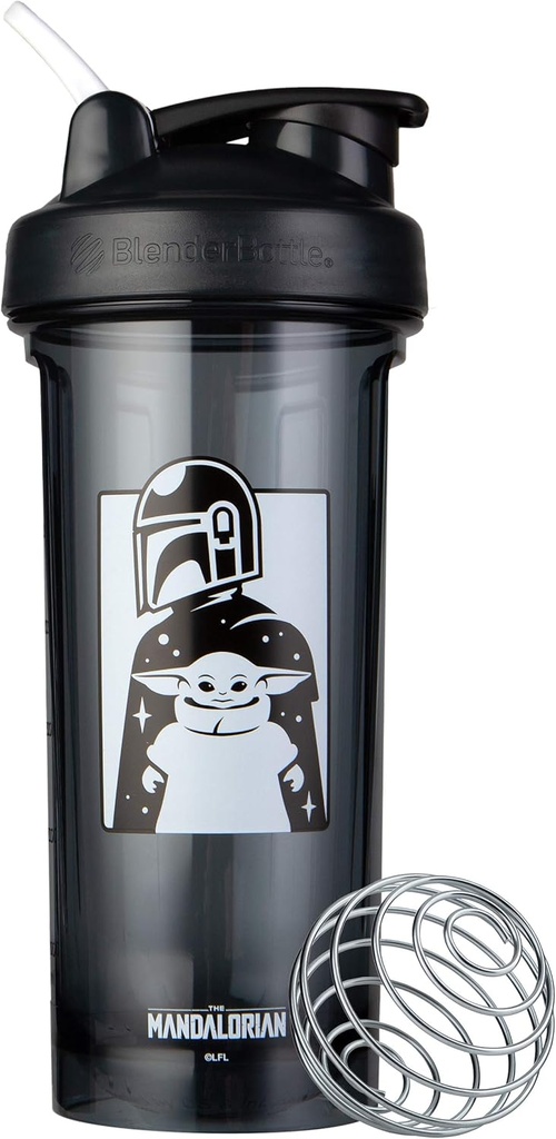 BlenderBottle Star Wars Shaker Μπουκάλι Pro Series Ιδανικό για πρωτεϊνικές ανακινήσεις και προ προπόνηση, 28-Ounce, Mandalorian & Child