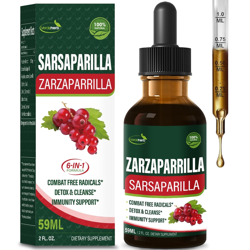 Sarsaparilla Root Extract Drops for Liver Cleanse Detox & Repair, Immune Support Supplement with Dandelion Cocolmeca Polypodium Leucotomos. Diente de Leon para Limpieza de Colon y Δεσιντοξικά. 2oz