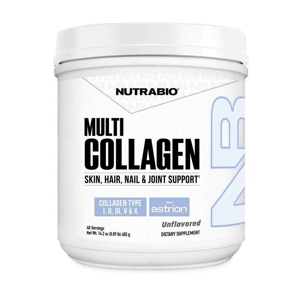 NutraBio Multi Collagen Powder- Hydrolyzed Collagen Peptides for Glowing Hair & Skin- Grass-Fed- Collagen Powder for Women and Men- 40 Services