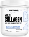 NutraBio Multi Collagen Powder- Hydrolyzed Collagen Peptides for Glowing Hair & Skin- Grass-Fed- Collagen Powder for Women and Men- 40 Services