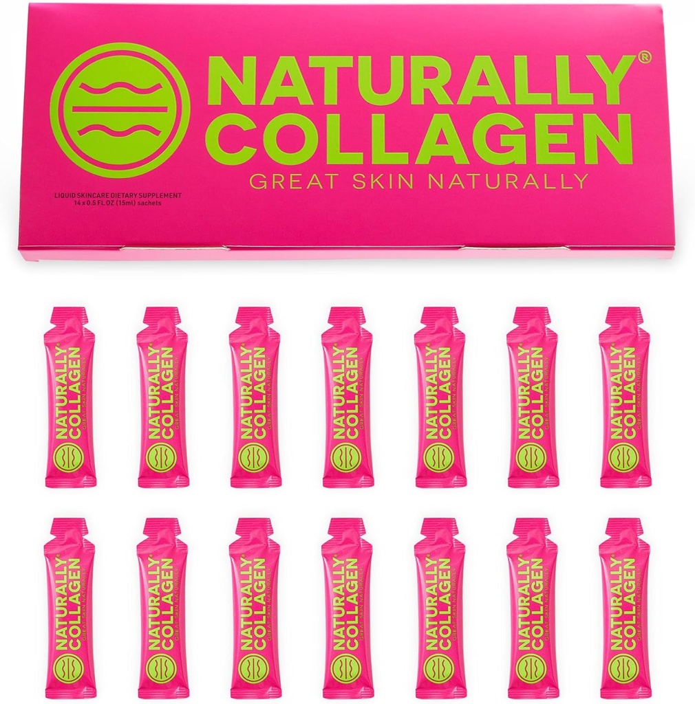 Premium Hydrolyzed Liquid Marine Collagen Supplement - 8000mg Collagen per Sachet Plus 180mg VIT C - Φυσικό τροπικό άρωμα φρούτων - 14 φακελάκια ανά κουτί