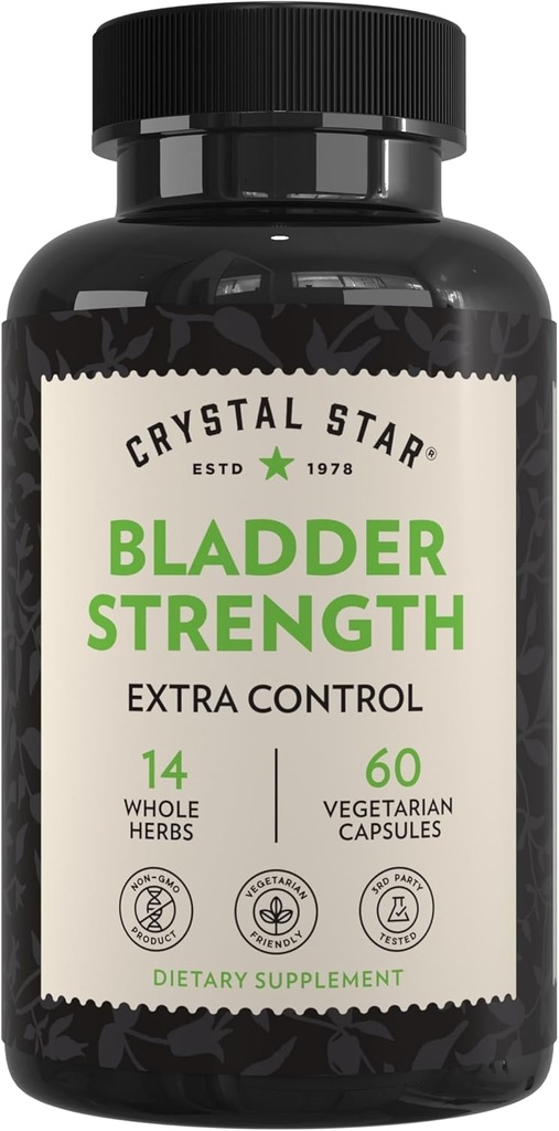 Crystal Star Bladder Strength (60 Κάψουλες) – Φυτική ούρα και επιπλέον συμπλήρωμα ελέγχου της σκόνης, εκχύλισμα βατόμουρου, εκχύλισμα σπόρων κολοκύθας, Plantain και Wild Yam Root, μη ΓΤΟ