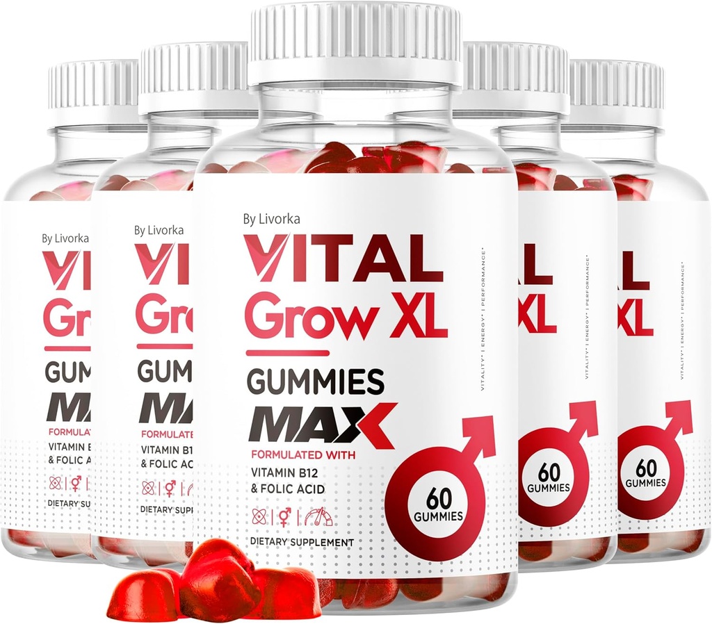 (5 Pack) Vital Grow XL Ανδρικές Γκάμιες - Ανδρικές Γκάμιες Απόδοσης 1050MG Vital GrowXL Blend, Vital Growth Gummy Advanced Formula, 300 Gummies για 5 μήνες