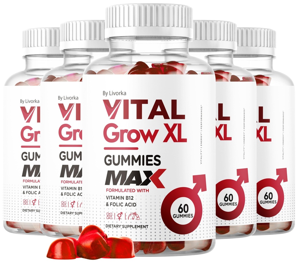 (5 Pack) Vital Grow XL Male Gummies - Men's Performance 1050MG Vital GrowXL Blend, Growth Gummy Advanced Formula, 300 Gummies for 5 Months