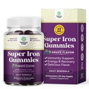 Επιπλέον δύναμη Iron Gummies για γυναίκες και άνδρες - ισχυρό 45mg ανά υπηρεσία Chewable συμπλήρωμα για γυναίκες και άνδρες με βιταμίνη C για υψηλότερη απορρόφηση - Vegan Καθημερινά Σίδερο Gummy Όχι τεχνητά αρώματα