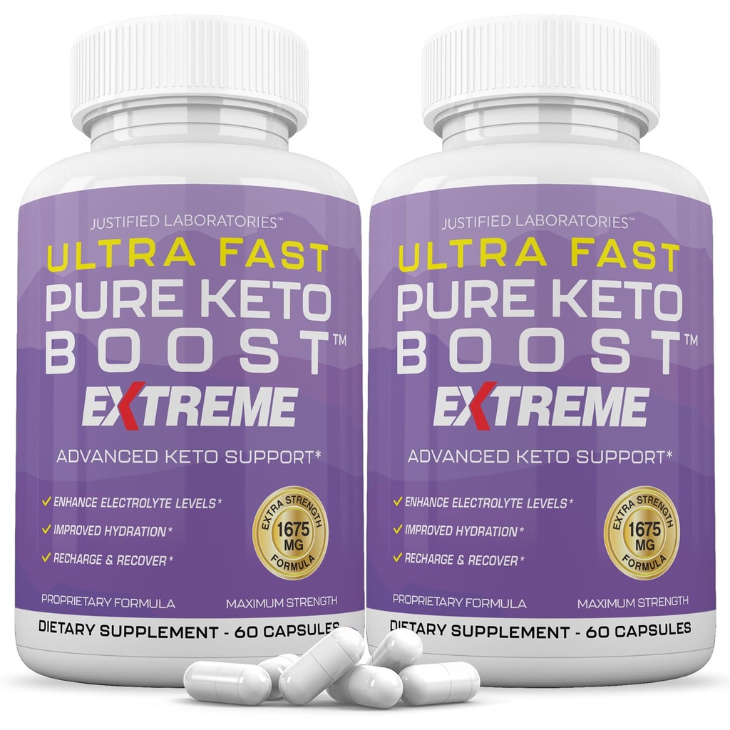 (2 Pack) Εξαιρετικά γρήγορο καθαρό Keto Boost Extreme Keto χάπια 1675MG Νέα & βελτιωμένη Φόρμουλα Περιέχει μηλίτη μηλίτη ξύδι επιπλέον παρθένο ελαιόλαδο σκόνη πράσινο φύλλο τσαγιού 120 κάψουλες