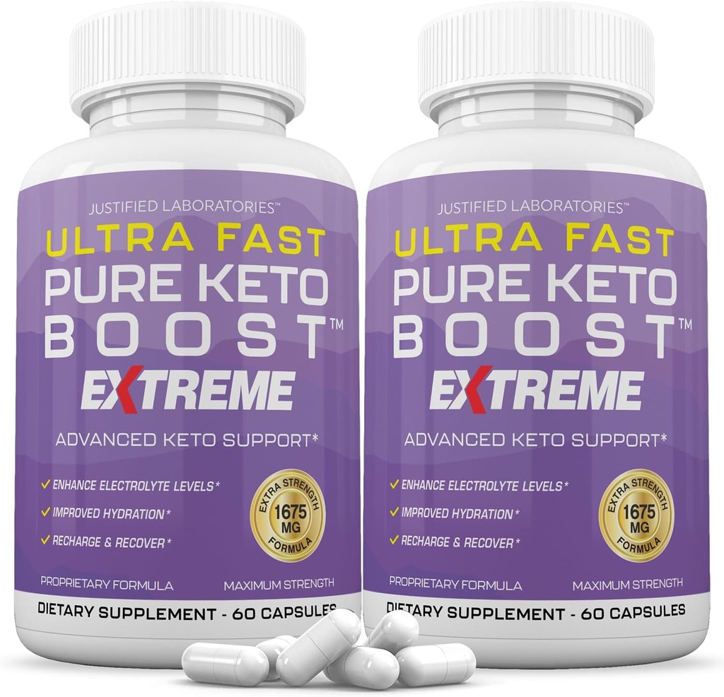 (2 Pack) Εξαιρετικά γρήγορο καθαρό Keto Boost Extreme Keto χάπια 1675MG Νέα & βελτιωμένη Φόρμουλα Περιέχει μηλίτη μηλίτη ξύδι επιπλέον παρθένο ελαιόλαδο σκόνη πράσινο φύλλο τσαγιού 120 κάψουλες
