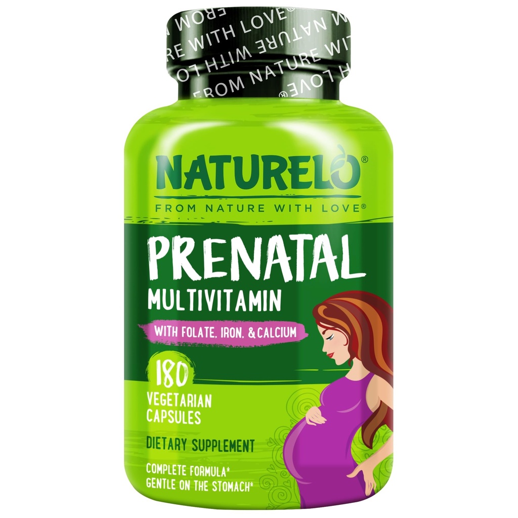 NATURELO Προγεννητική Πολυβιταμίνη με Απαλό Χηλικό Σίδηρο, Φολικό Μεθύλιο, Φυτό Ασβέστιο & Χολίνη - Vegan, Χορτοφαγικά - Μη ΓΤΟ - Χωρίς Γλουτένη - 180 Κάψουλες - 2 Μήνες Προσφορά