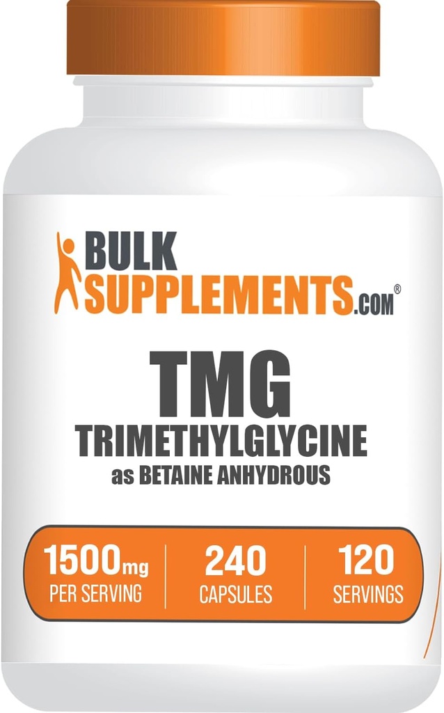 BulkSupplements.com Κάψουλες TMG - Trimethylglycine ως Betaine Anhydrus, TMG συμπλήρωμα - Χωρίς γλουτένη, 2 κάψουλες ανά υπηρεσία (1500mg), 240 Count (Pack of 1)