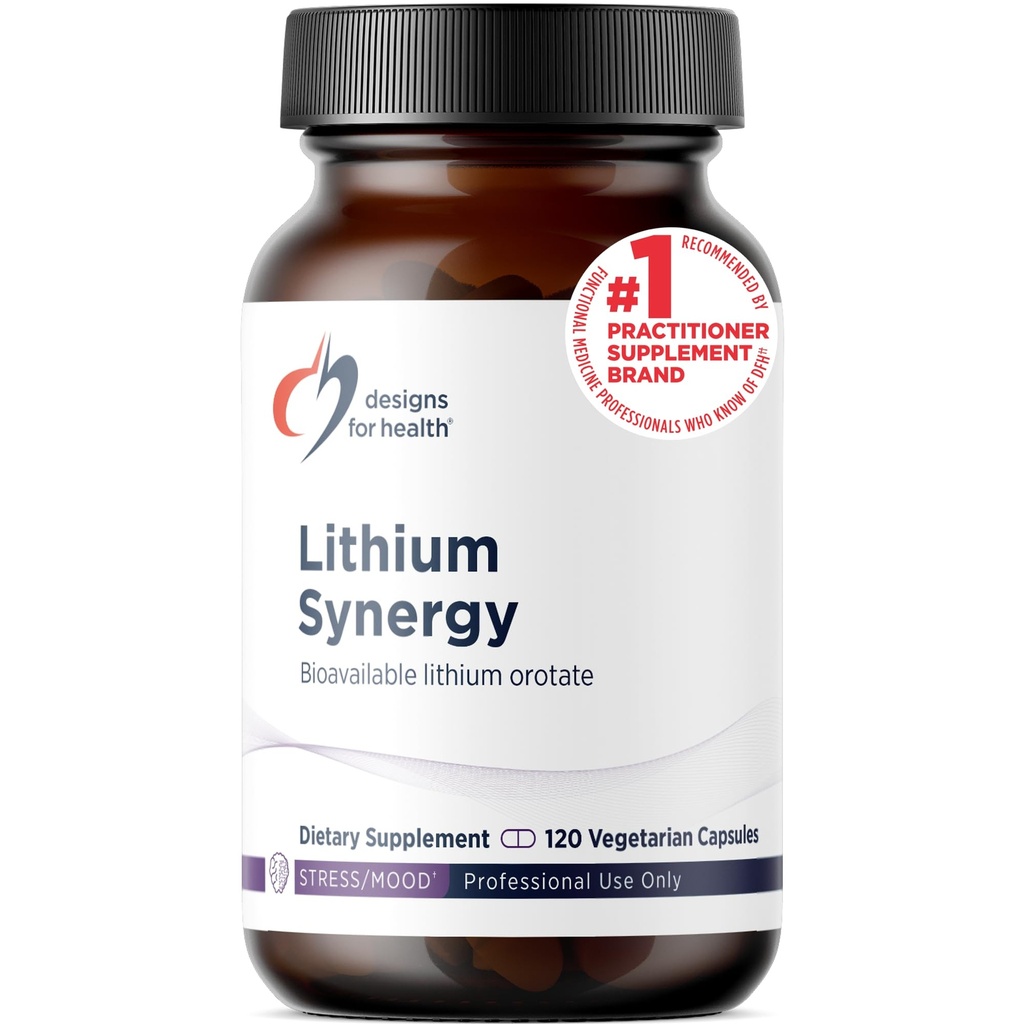 Designs for Health Lithium Synergy - 5mg Lithium Orotate with TMG + B12 Methylcobalamin - Bioavailable Mood + Methylation Support Supplement, Non-GMO + Vegetarian (120 Capsules)