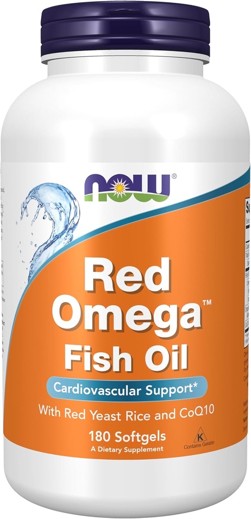 NOW Συμπληρώματα τροφίμων, Red OmegaTM με CoQ10 30 mg και Omega-3 ιχθυέλαιο, Καρδιαγγειακή Υποστήριξη*, 180 Softgels