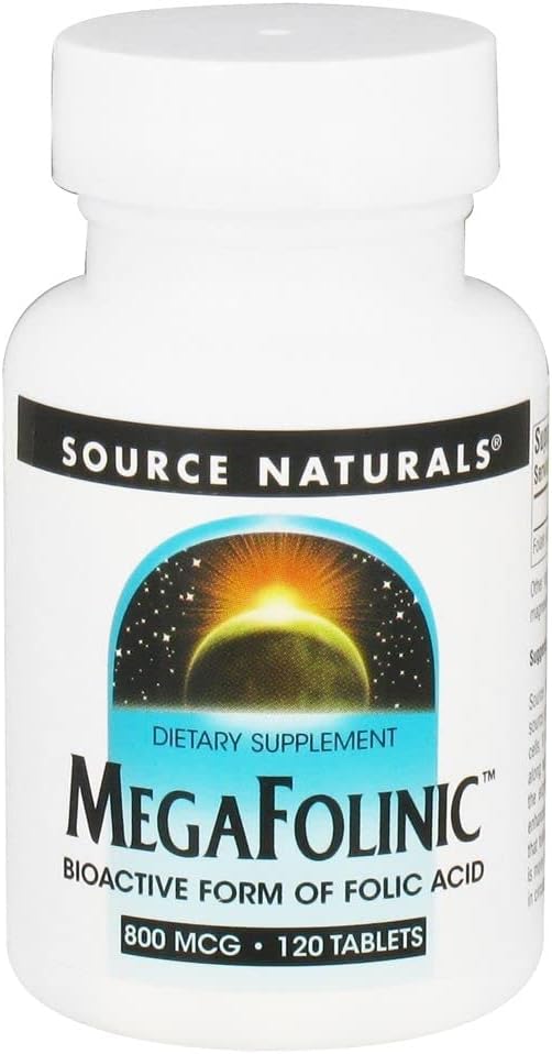 Πηγές Naturals MegaFolinic 800mcg Βιοενεργό Φολικό οξύ, Εγκεφαλικό & Κυτταρικό Υγεία - 120 δισκία