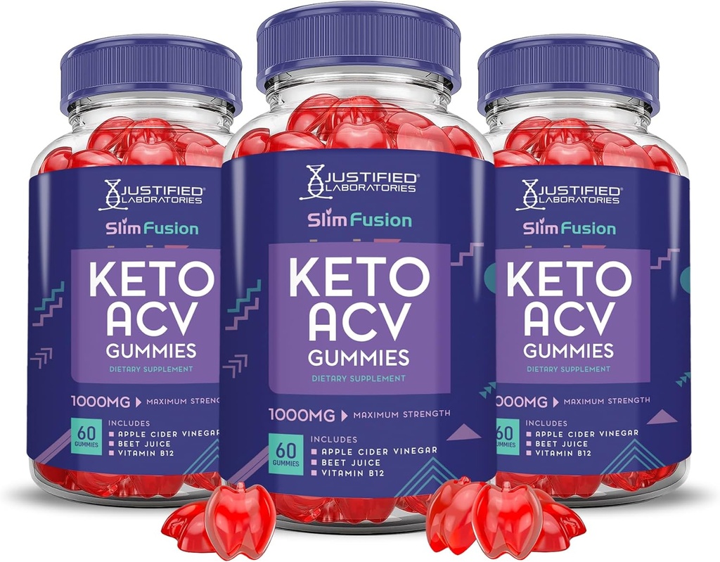 (3 Pack) Slim Fusion Keto ACV Gummies Advanced 1000MG Slimfusion Keto Gummies Formula Μηλίτης μηλίτη ξύσματος Apple Formulated with Ρόδι χυμούς τεύτλων σκόνη B12 Vegan Non GMO 180 Gummys