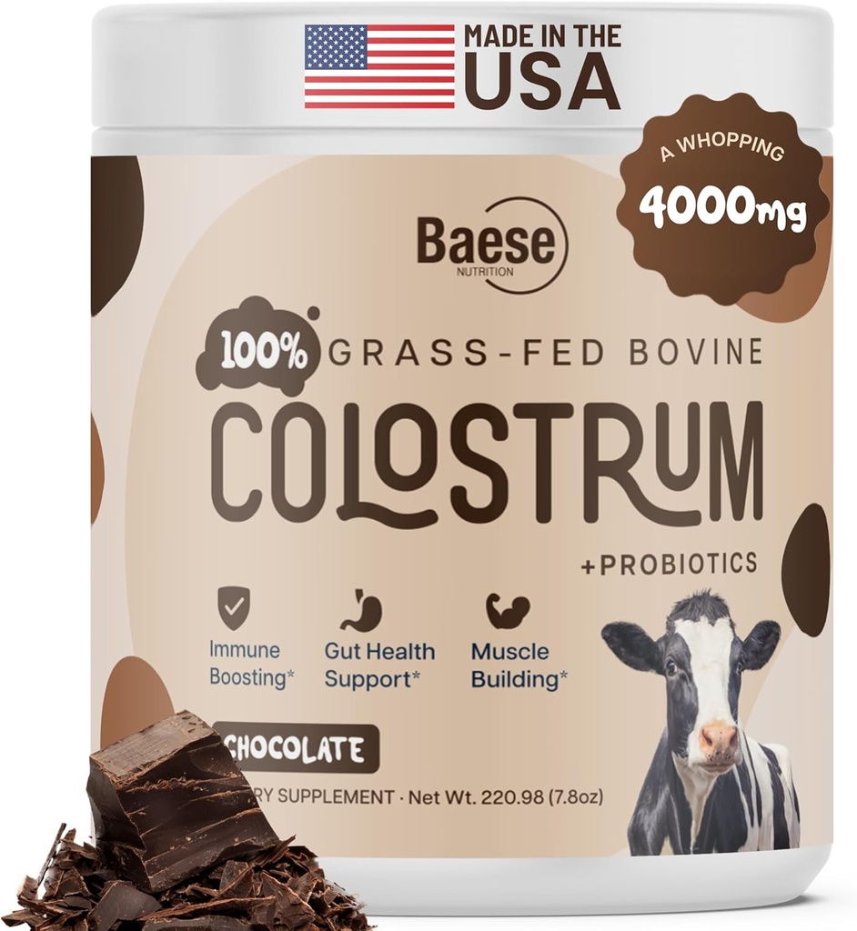 Βιολογική σοκολάτα 4000mg Grass Fed Bovine Colostrum Powder + Probiotics Colostrum Supplement for Kids & Adults with Immunoglobulins (220,98 Grams)