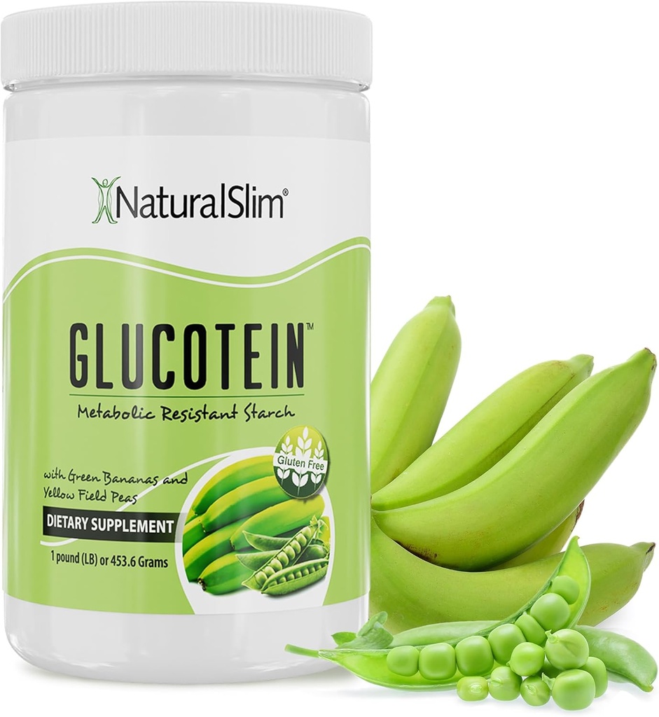 NaturalSlim Prebiotic Resistant Starch Supplement με Πράσινο Άλευρο Μπανάνας Organic & Pea Starch Blend Glucotein Powder - Μη ΓΤΟ & Χωρίς Γλουτένη - 16 Σερβιέτες