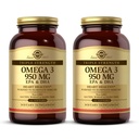 Solgar Triple Strength Omega 3 950 mg - 100 Softgels, Συσκευασία των 2 - Υποστηρίζει την κοινή & την υγεία του δέρματος - Μη ΓΤΟ, Χωρίς γλουτένη, χωρίς γαλακτοκομικά - 200 Σύνολο Σερβιρίσματος