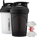 Hydra Cup ProFlow Shaker Bottles | Protein Shaker Cups with Whisk Ball, Leak-Proof Lid, Hidden Carry Handle | BPA-Free Gym Mixer for Protein Powder, Mixing Supplements (2 Pack with Power Whisk)