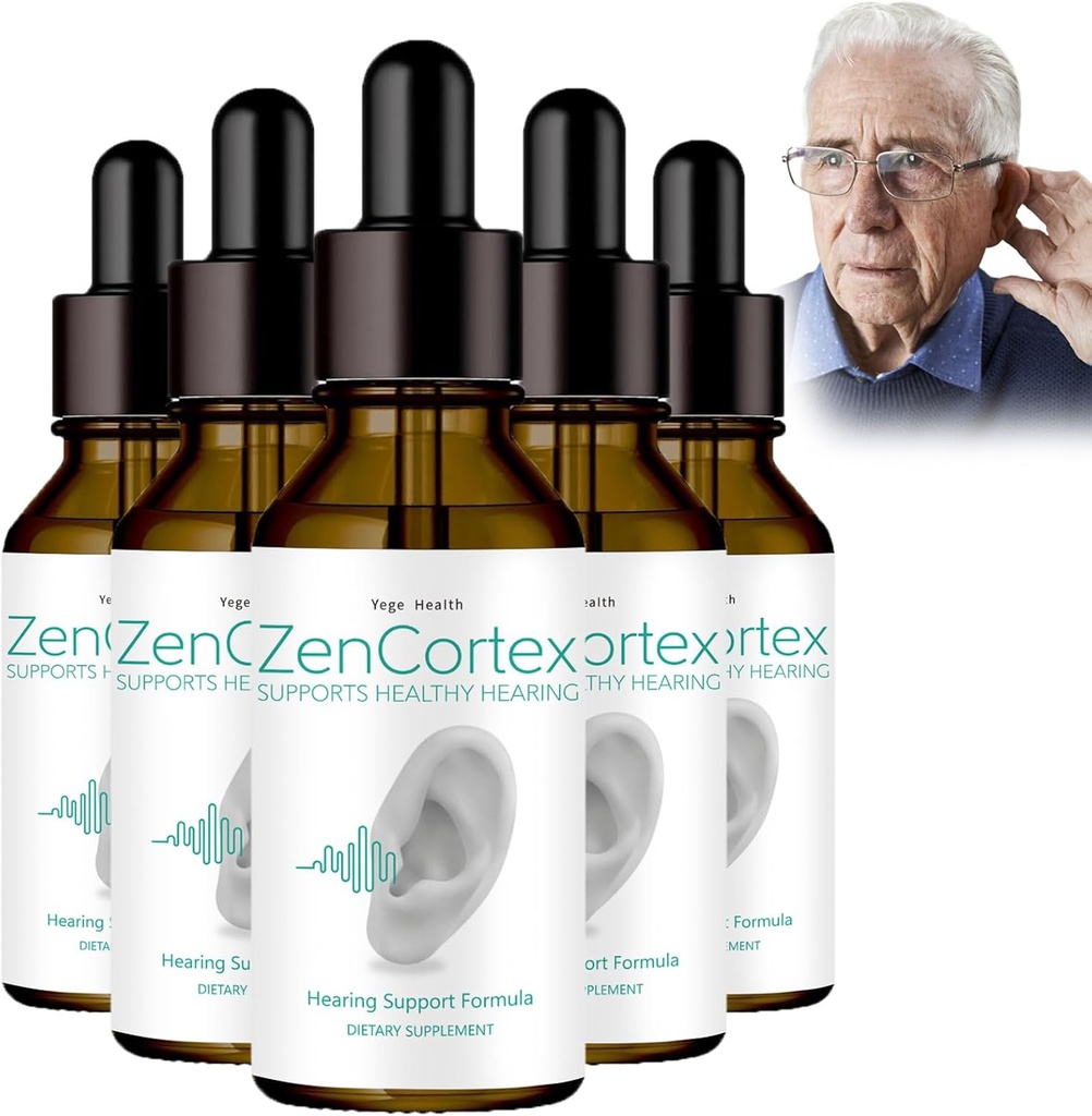 Εμβοές Ανακούφιση για τα αυτιά που χτυπούν, Zencortex Cortex σταγόνες αυτιού, Zencortex για εμβοές, Βοηθά με Eardrum υγεία, προωθεί την ακουστική σαφήνεια, μπουκάλι για 30 ημέρες (5 Pack)