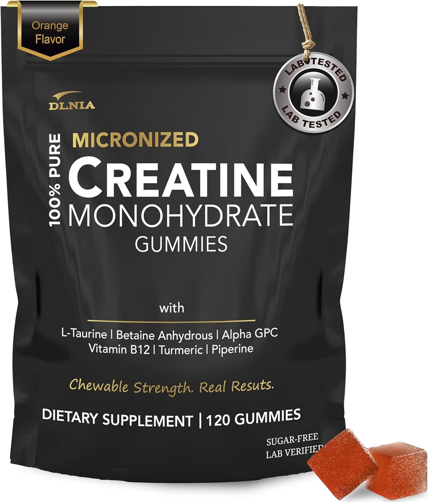 Creatine Monohydrate Gummies for Men & Women - Ζάχαρη χωρίς & Vegan Advanced Formula W/L-Taurine + Βιταμίνη B12 - για μυϊκή δύναμη, μυών Builder, ανάκτηση, ενίσχυση ενέργειας, συμπλήρωμα προ-εργασίας