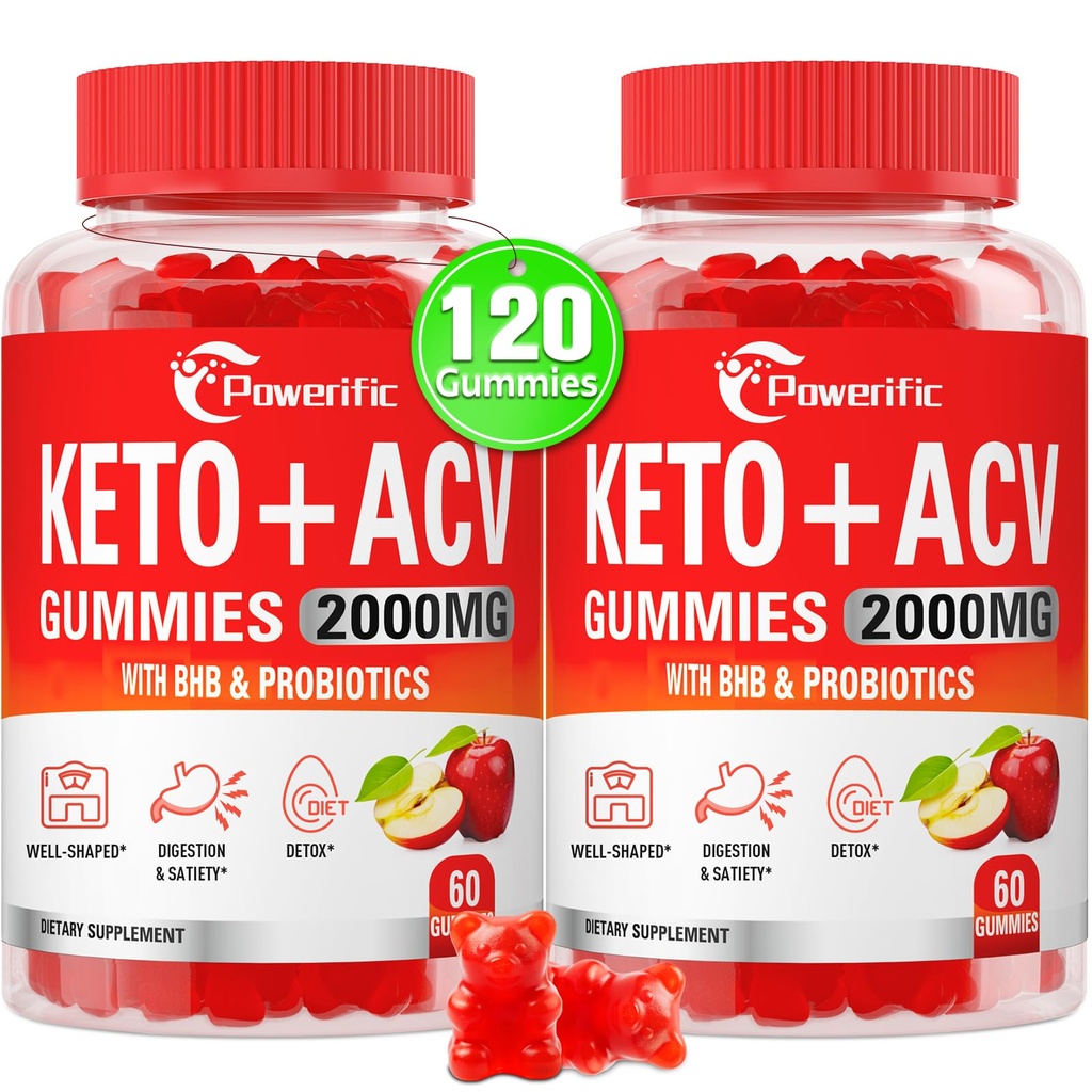 Apple Cider Vinegar Gummies, GLP-1 Support Keto ACV Gummies Max Strength 2000mg Apple Cider Vinegar with Mother, Probiotics & Vitamin B12, for Digestion, Metabolism, Cleanse & Detox Diet (2 Packs)
