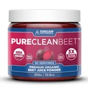 PureClean Beet Premium Beet Juice Powder - 100% Βιολογικό Νιτρικό Οξείδιο Υποστήριξη για Κλινικά-Proven 3X Μεγαλύτερη Κυκλοφορία, Αντοχή & Ενέργεια - Υπερήφανα κρύο-Pressed, Ecofriendly, ΗΠΑ - 30 Υπηρεσίες