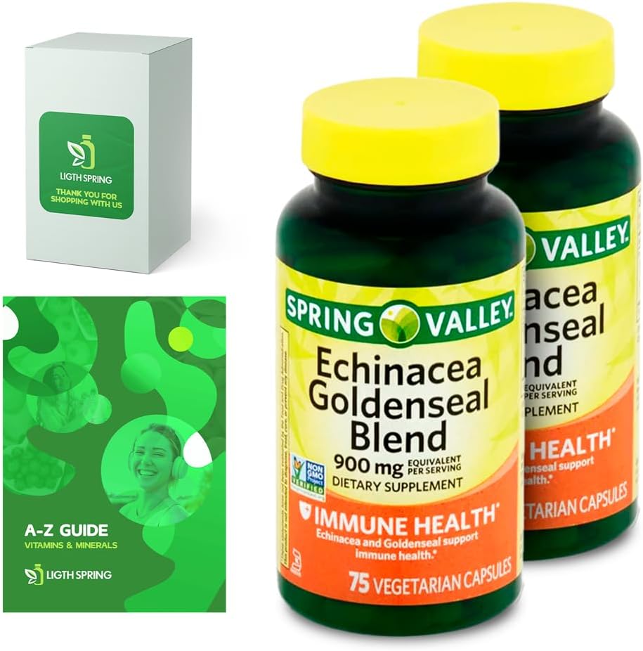 Συμπλήρωμα διατροφής Echinacea Goldenseal Blend, 900 mg, 75 Ct Bundle με Αποκλειστικές Βιταμίνες & Ορυκτά A έως Z - Better Ligth&Spring Guide@ (3 αντικείμενα)